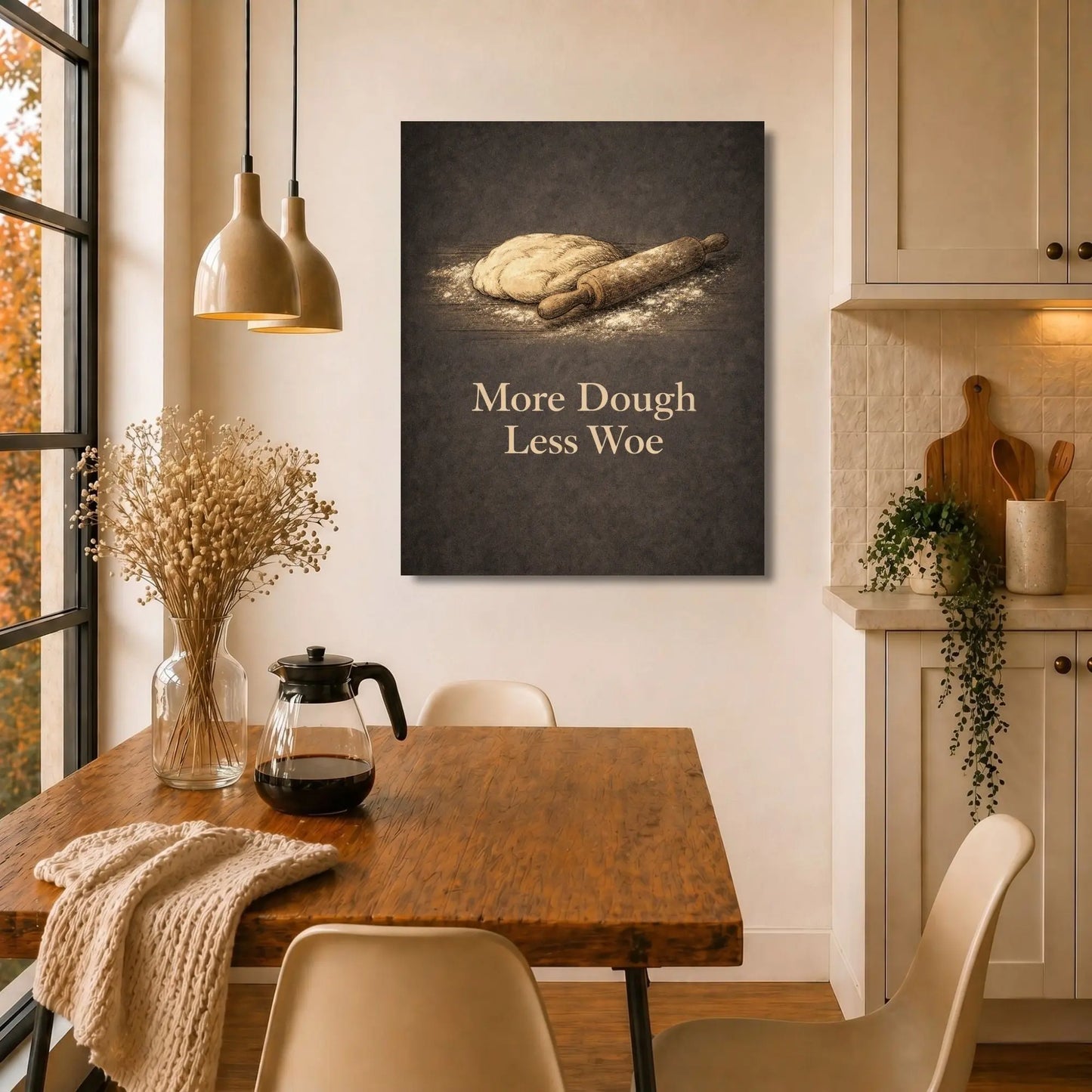 More Dough Less Woe | Kitchen Wall Art Canvas