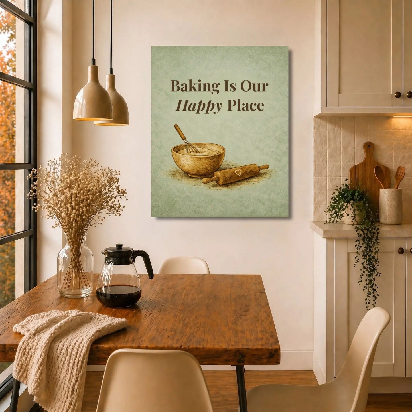 Baking Is Our Happy Place | Kitchen Wall Art Canvas