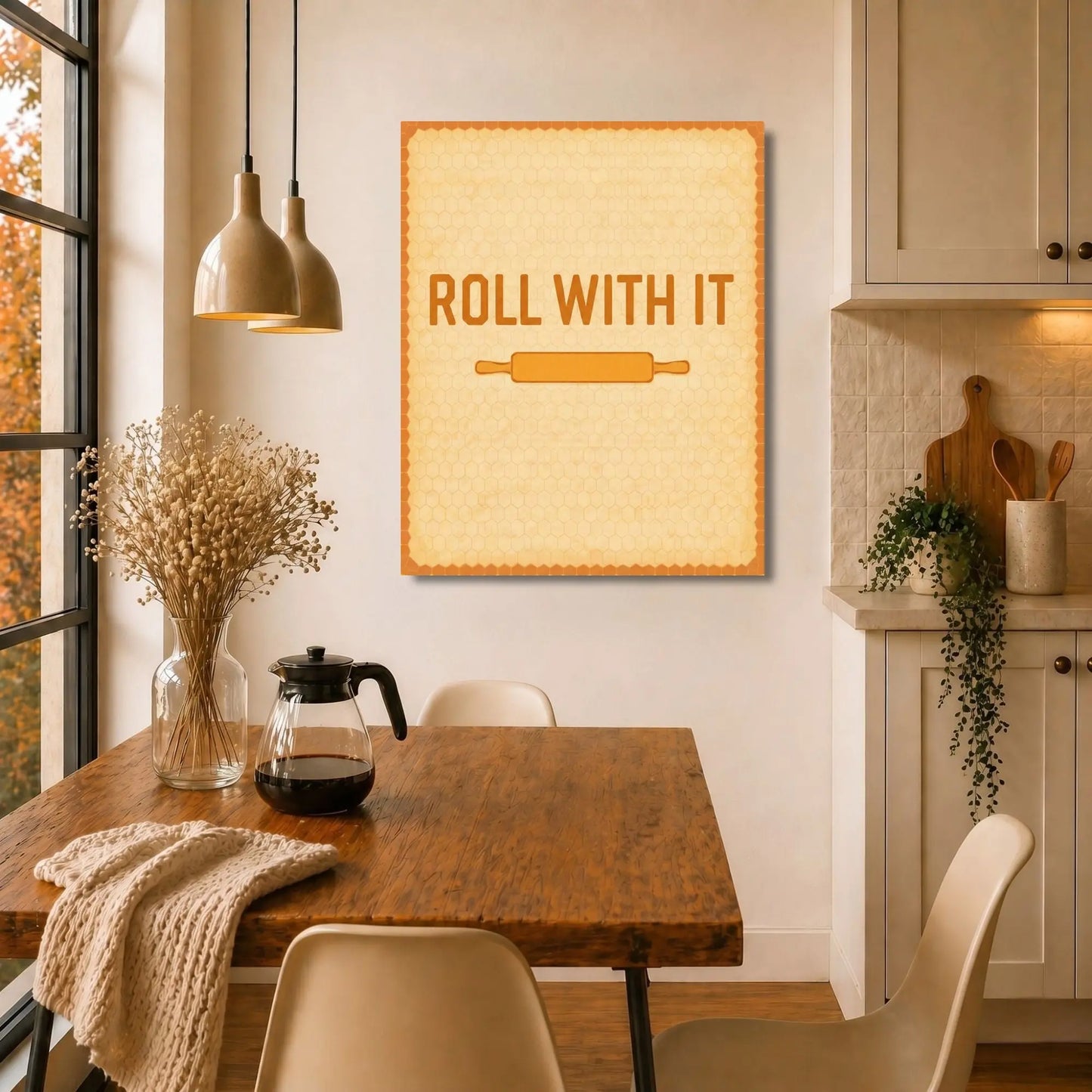 Roll With It | Motivational Kitchen Wall Art Canvas