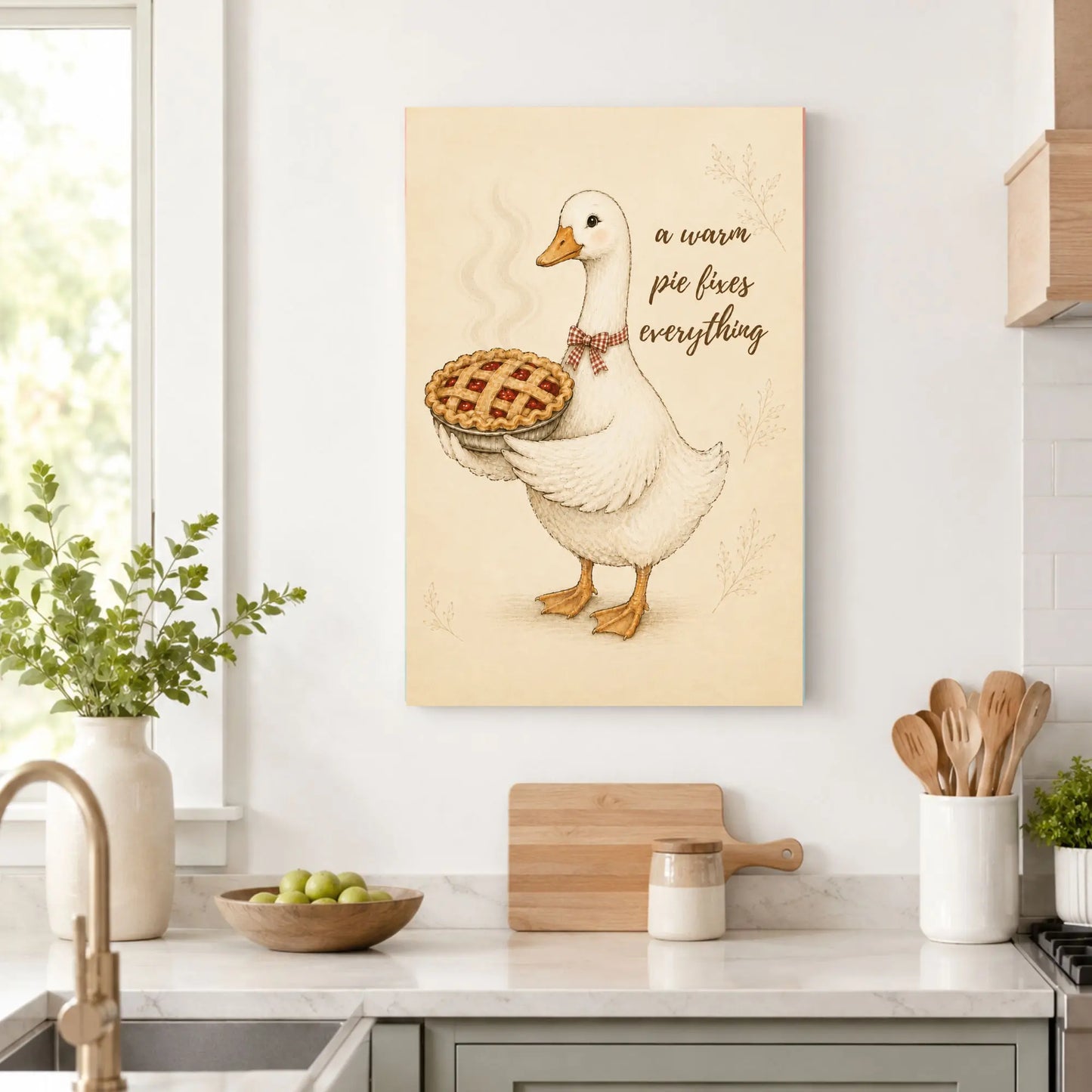 A Warm Pie Fixes Everything | Kitchen Wall Art Canvas