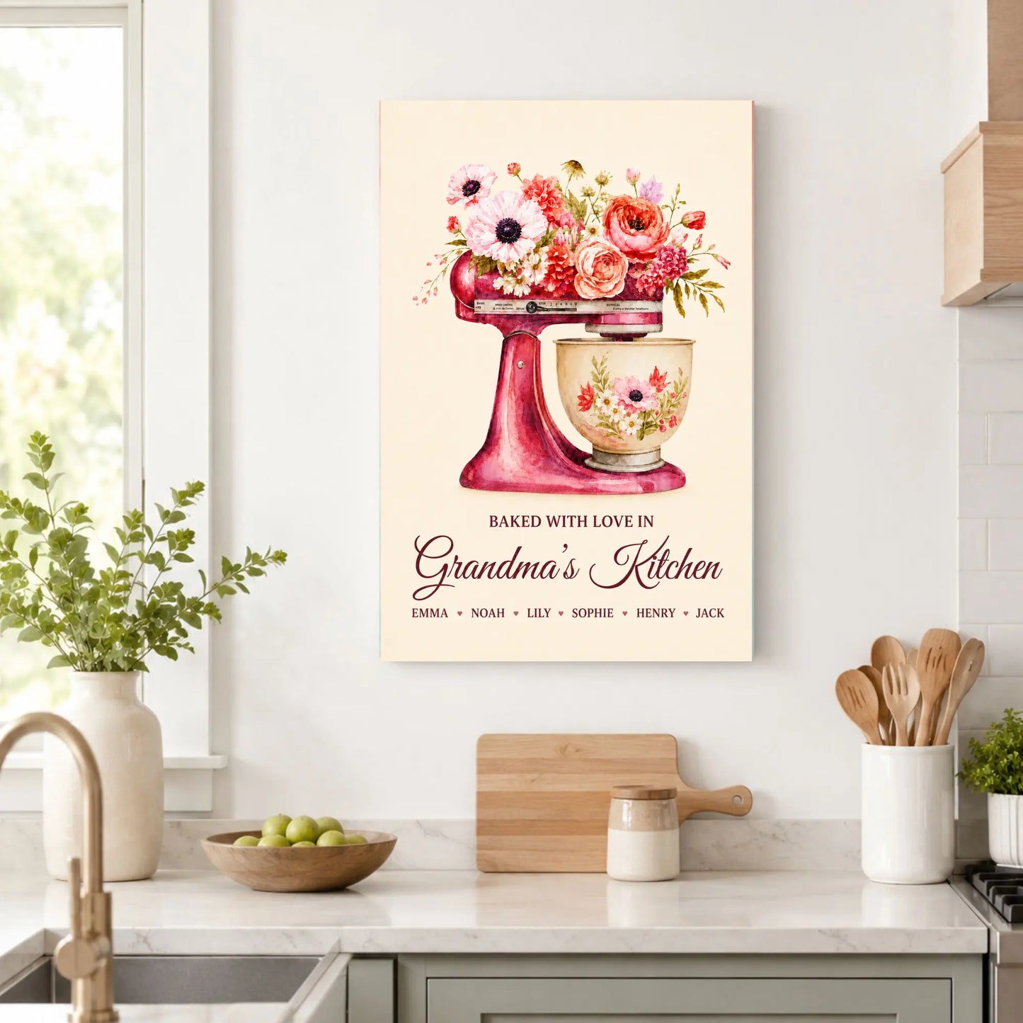 Baked With Love In Grandma’s Kitchen | Personalized Name Wall Art
