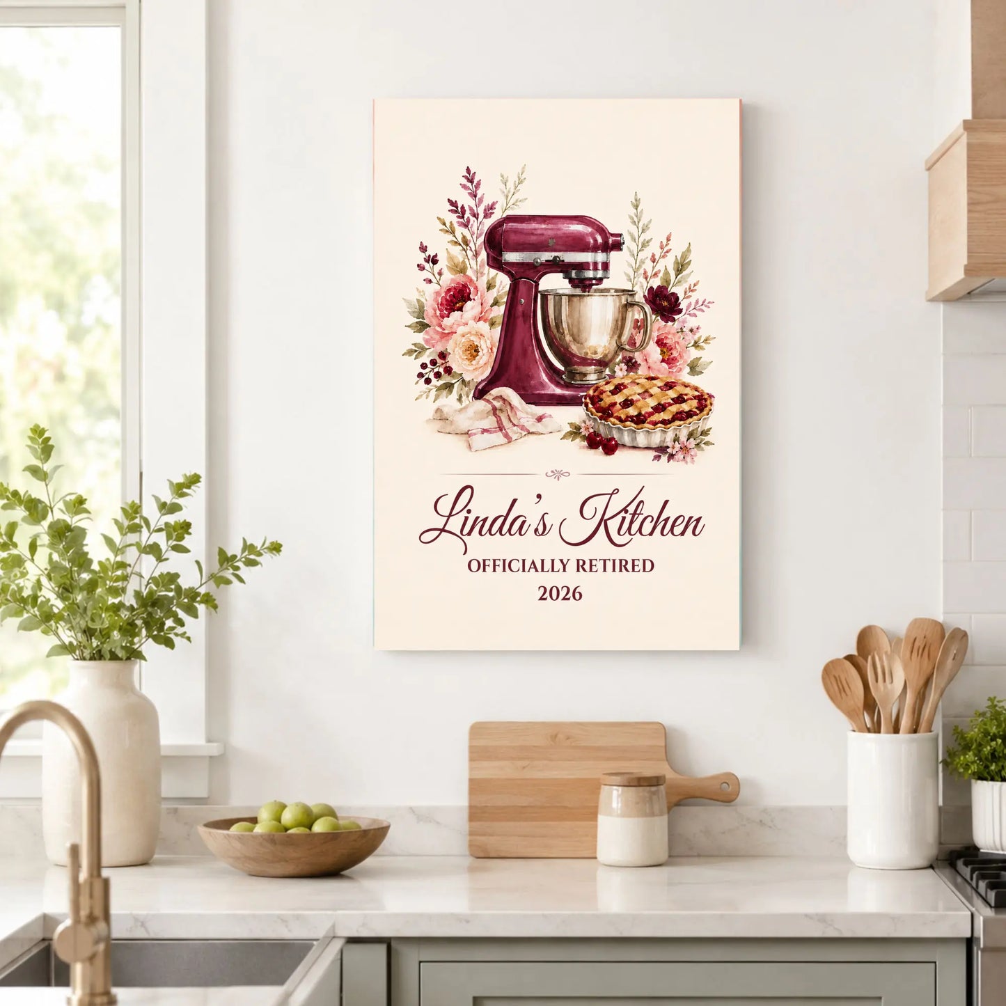 Officially Retired | Personalized Kitchen Name Wall Art