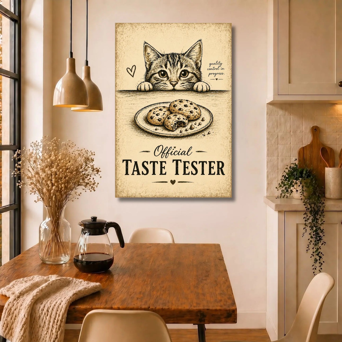 Cat Taste Tester | Kitchen Wall Art Canvas