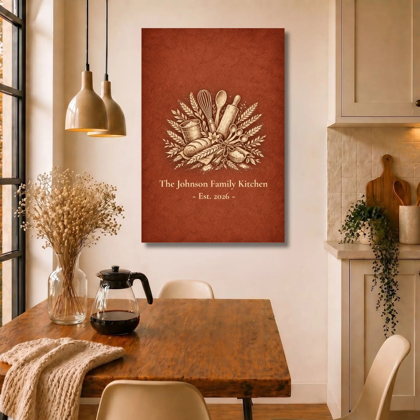 Personalized Kitchen Wall Art | Family Name Canvas Decor