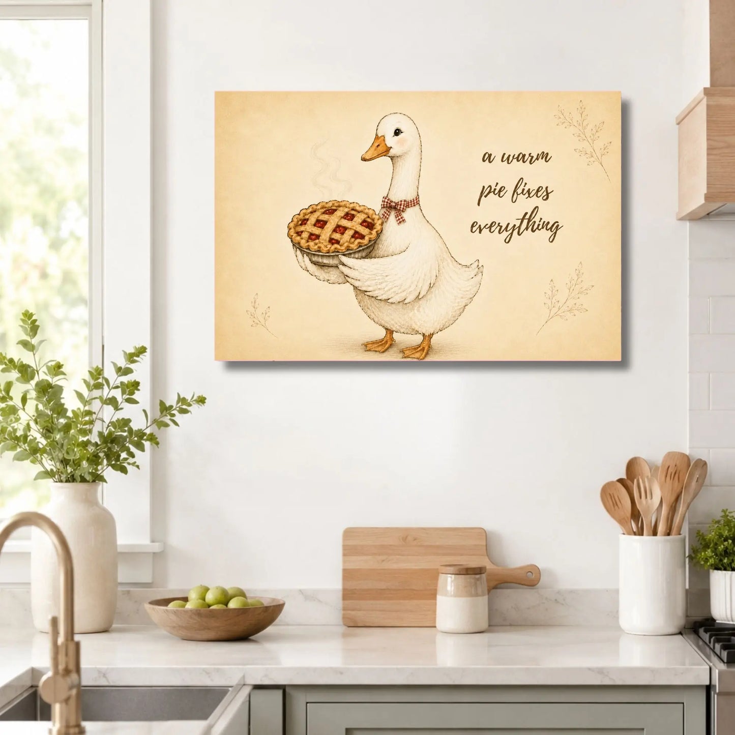 A Warm Pie Fixes Everything | Kitchen Wall Art Canvas