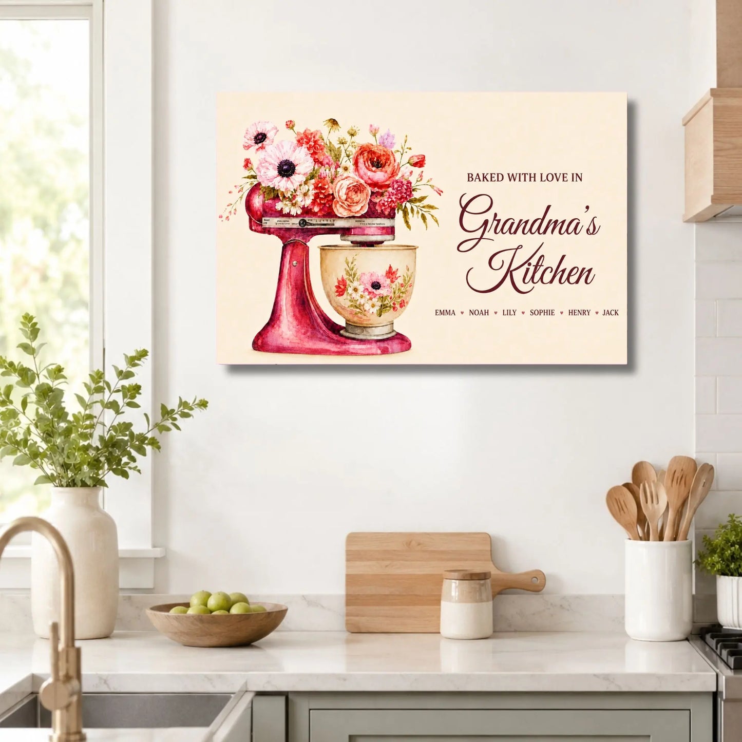 Baked With Love In Grandma’s Kitchen | Personalized Name Wall Art