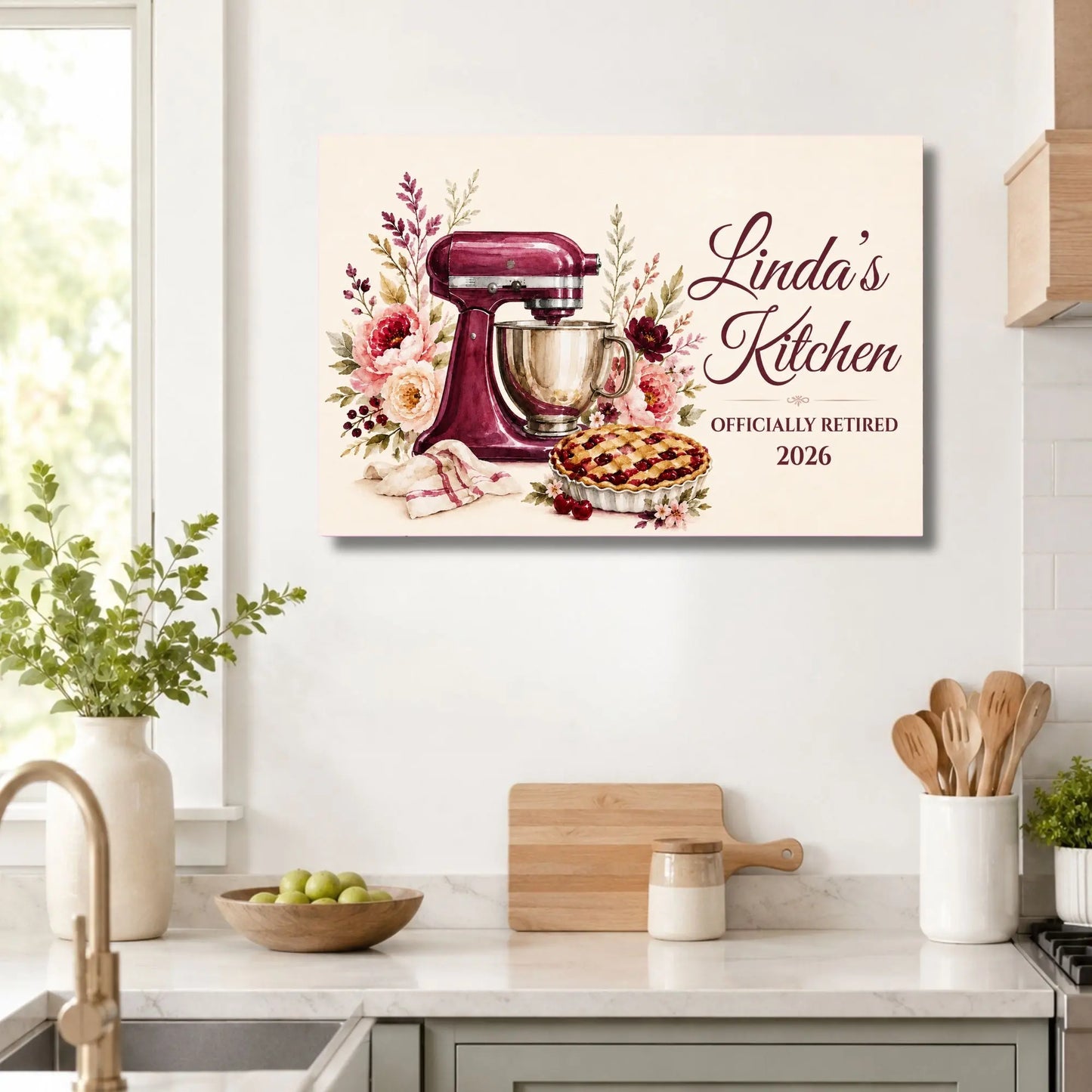 Officially Retired | Personalized Kitchen Name Wall Art