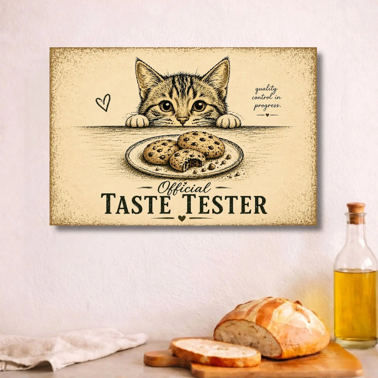 Cat Taste Tester | Kitchen Wall Art Canvas