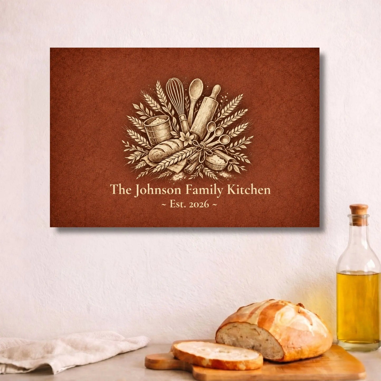 Personalized Kitchen Wall Art | Family Name Canvas Decor