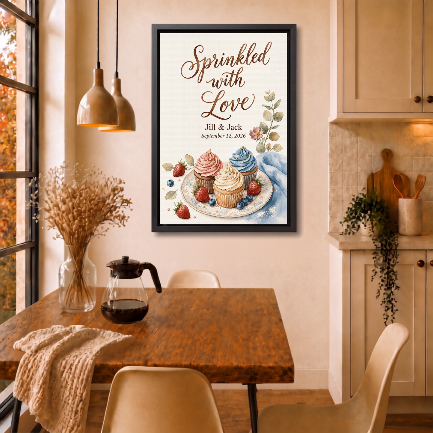 Personalized Wedding Kitchen Wall Art Canvas Framed