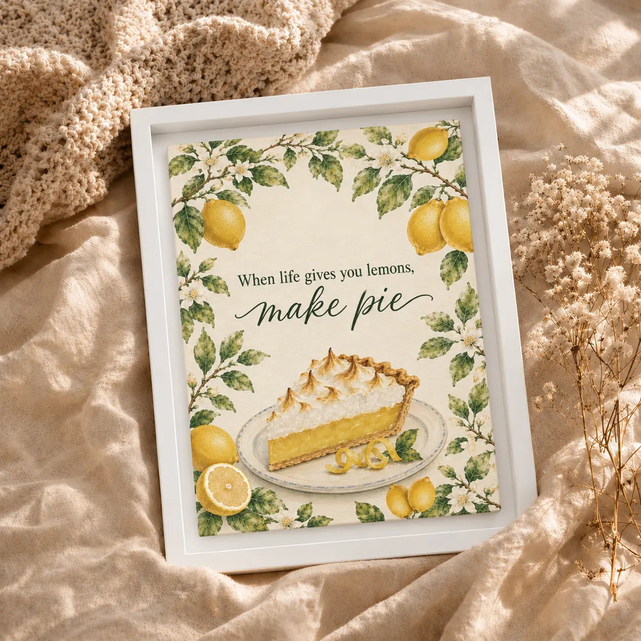 When Life Gives You Lemons | Framed Lemon Kitchen Wall Art Canvas
