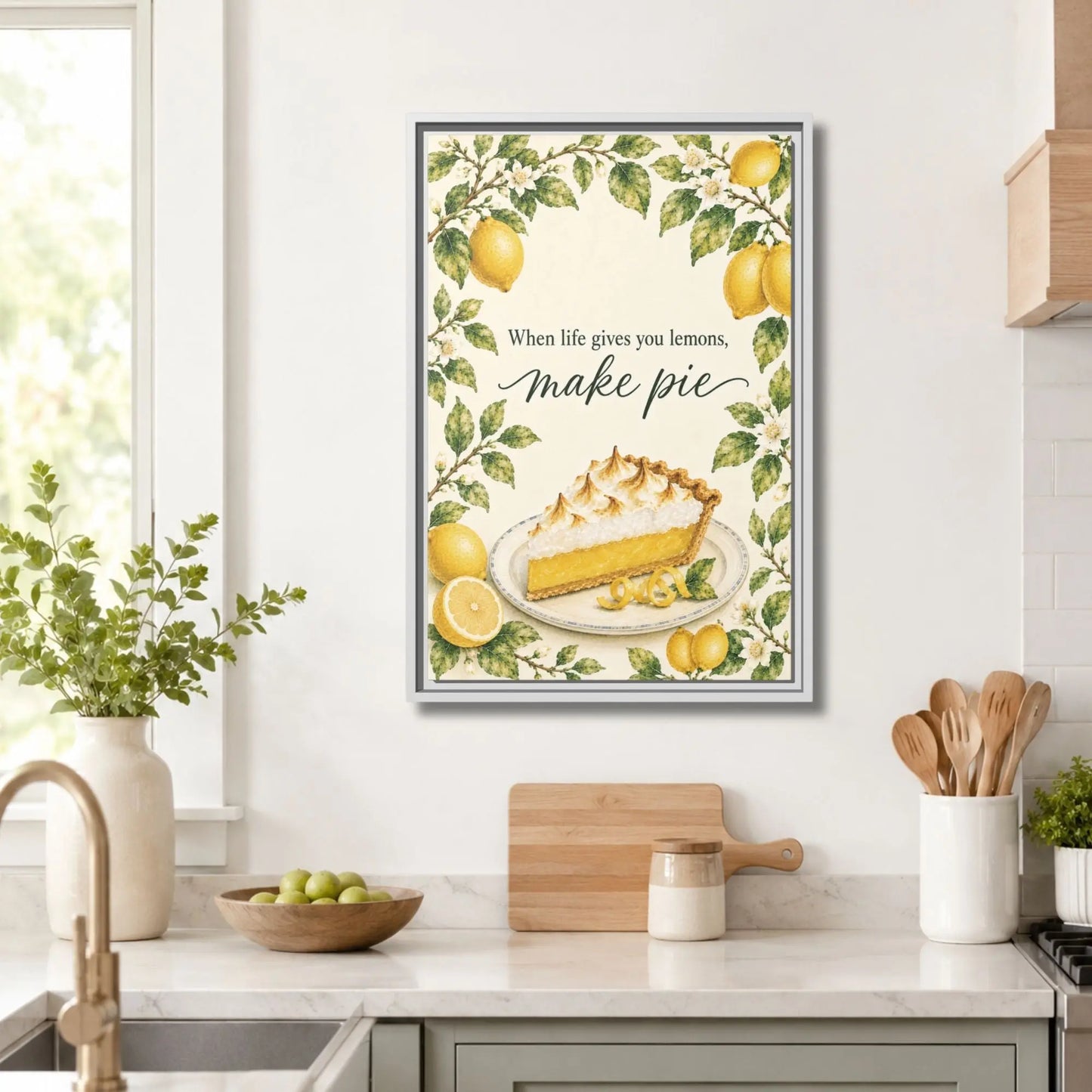 When Life Gives You Lemons | Framed Lemon Kitchen Wall Art Canvas