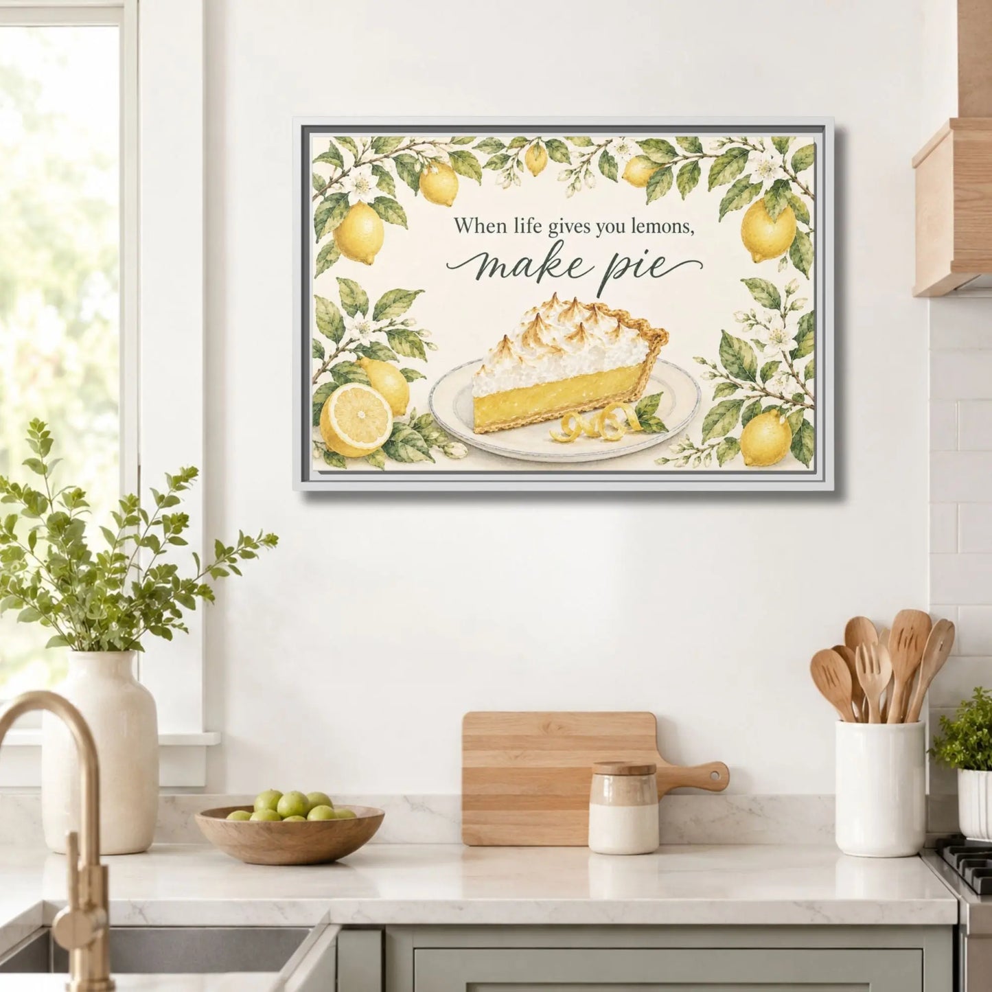 When Life Gives You Lemons | Framed Lemon Kitchen Wall Art Canvas